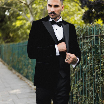 Mens Black Velvet Dinner Tuxedo Suit Jacket Blazer