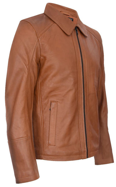 Mens Smart Classic Harrington Leather Jacket-New York