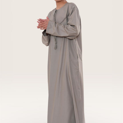 Kids Boys Eid Beige Moroccan Thobe Robe Djellaba Ramadan Eid Jubba- K-HM10
