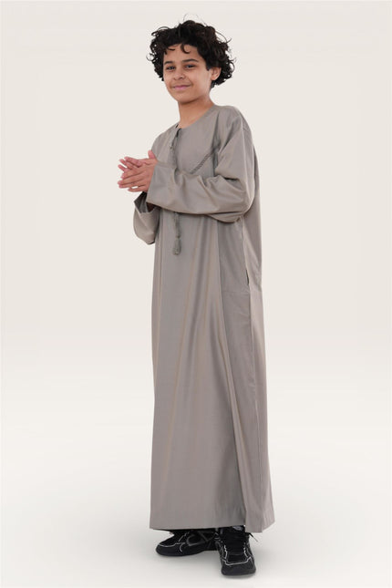 Kids Boys Eid Beige Moroccan Thobe Robe Djellaba Ramadan Eid Jubba- K-HM10
