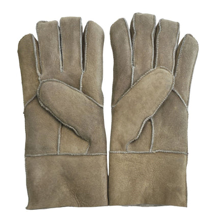 Infinity Leather Unisex Stone Sheepskin Suede Gloves with Roll Up/Down Cuff