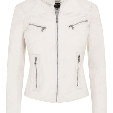 Womens Slim-Fit Leather Biker Jacket-Maldon
