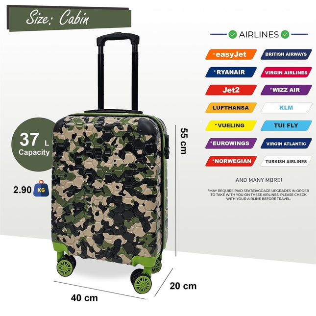 Hardshell Camo Robust ABS Suitcase Set