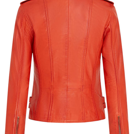 Womens Leather Brando Biker Jacket-Orlando