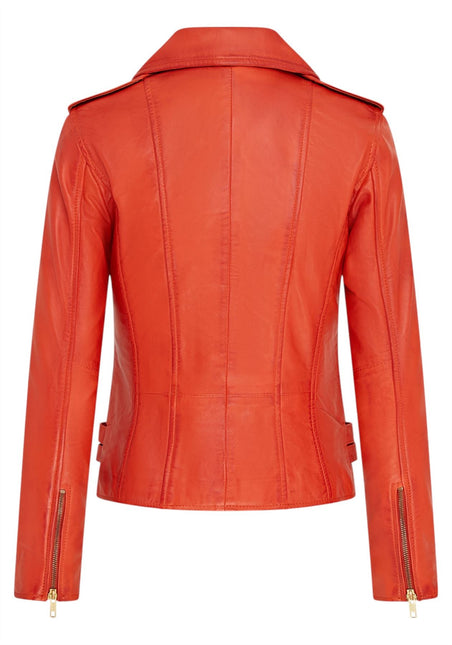 Womens Leather Brando Biker Jacket-Orlando