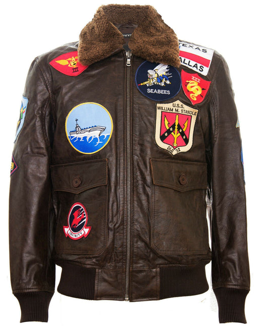Mens A2 Top Gun Leather Bomber Jacket-Camborne
