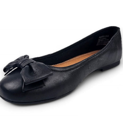 Windsorsmith Womens Black Leather Flat Shoes With Bow - Bunny