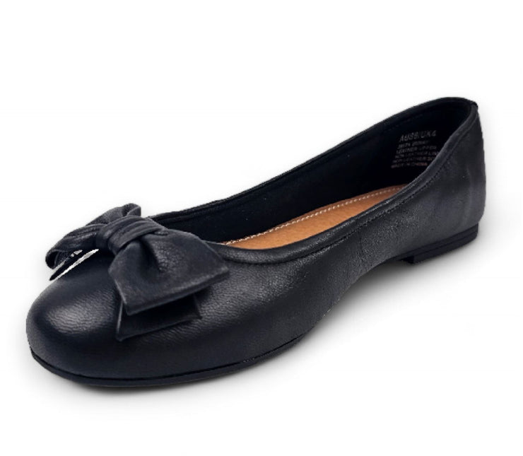 Windsorsmith Womens Black Leather Flat Shoes With Bow - Bunny