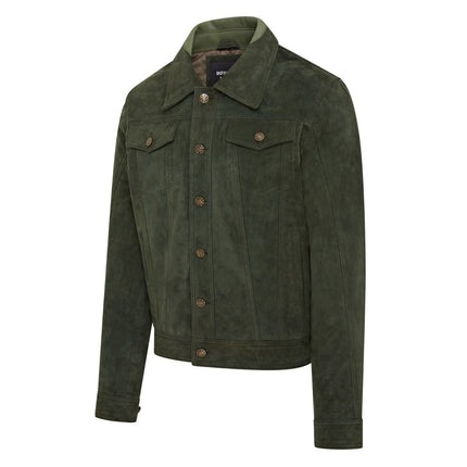Mens Trucker Goat Suede Western Leather Jeans Jacket - Yangon