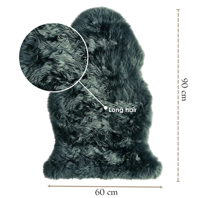 Genuine Thyme Green Sheepskin Natural Silky Soft Fluffy Real Wool Rug