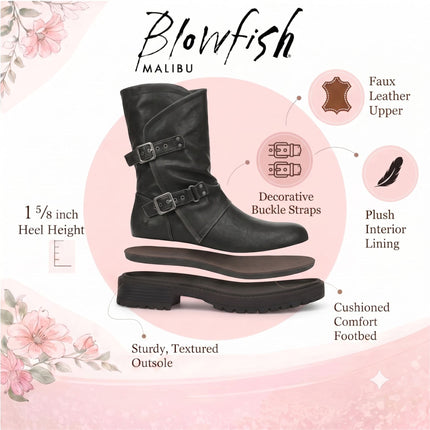 Blowfish Malibu Women's Black Faux Leather Mid-Calf Biker Boots - Venice-2