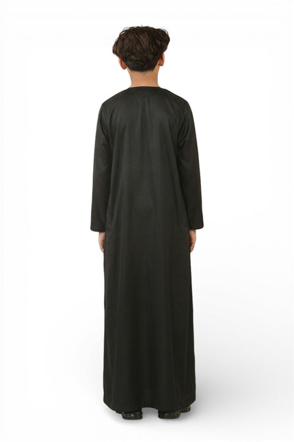 Kids Boys Black Moroccan Thobe Robe Djellaba Gandoura Eid Jubba- K-GG008