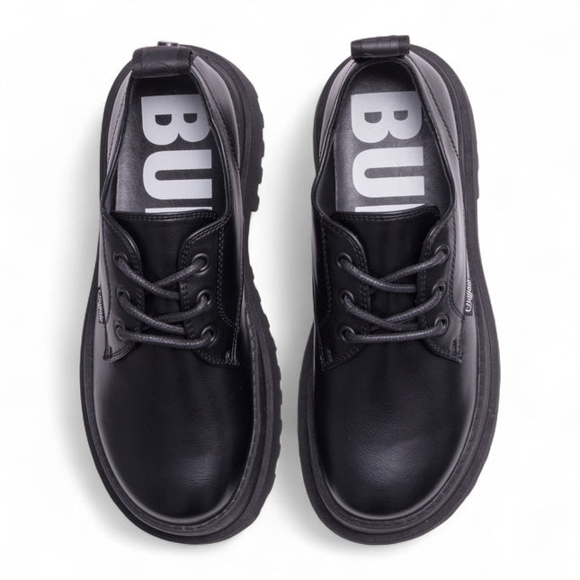 Buffalo Women’s Black Lace-Up Chunky Platform Derby Shoes - Pluto