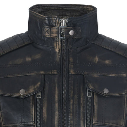 Men's Vintage Leather Biker Jacket-Cape Town