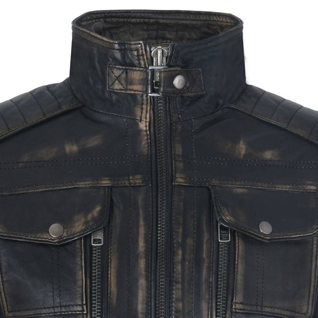 Men's Vintage Leather Biker Jacket-Cape Town