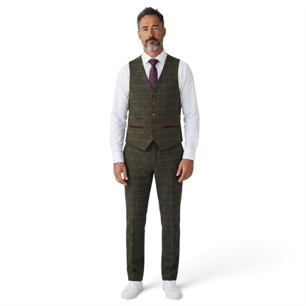 Men's Green 3 Piece Wool Blend Tweed Suit - Harris