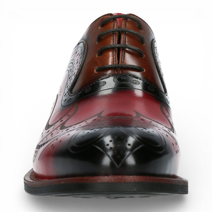 Lorenzo Conti Men's Red Black Leather Brogue Oxford Dress Shoes - Ayan-01