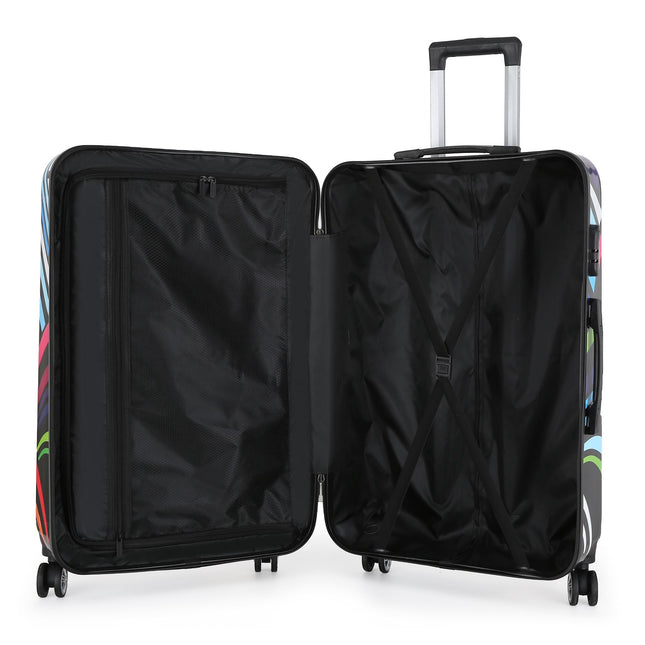 Hardside Shell Suitcase Set Hearts Print Luggage Lightweight Cabin Travel Bag