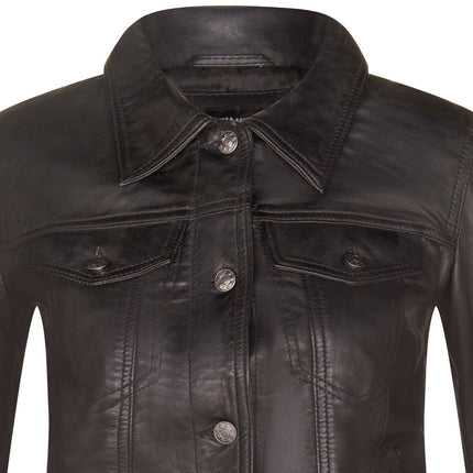 Womens Leather Trucker Jeans Jacket-Anderlecht