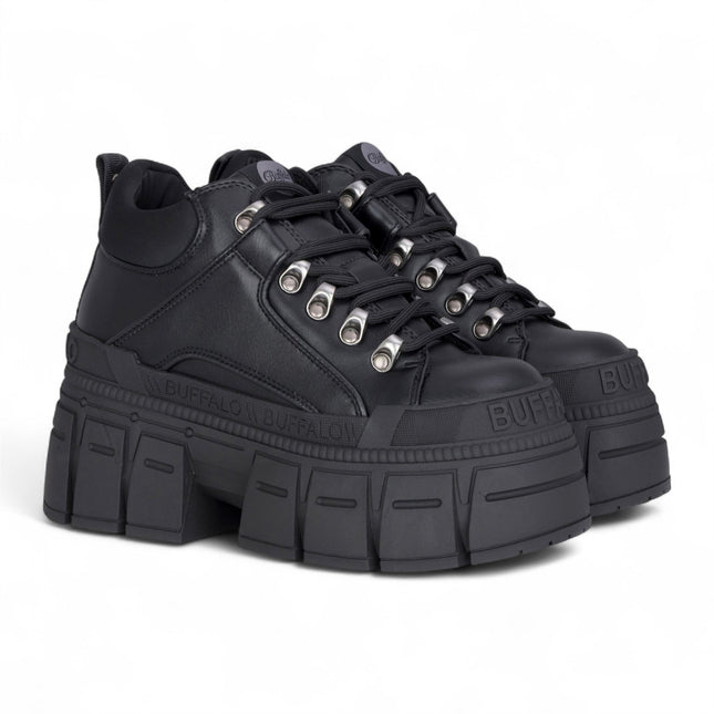 Buffalo Womens Chunky Platform Black Gothic Ankle Boots - Gospher Hike-Lo