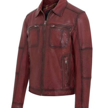 Men's Vintage Classic Short Soft Leather Biker Jacket