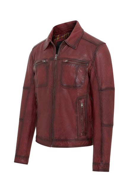 Men's Vintage Classic Short Soft Leather Biker Jacket