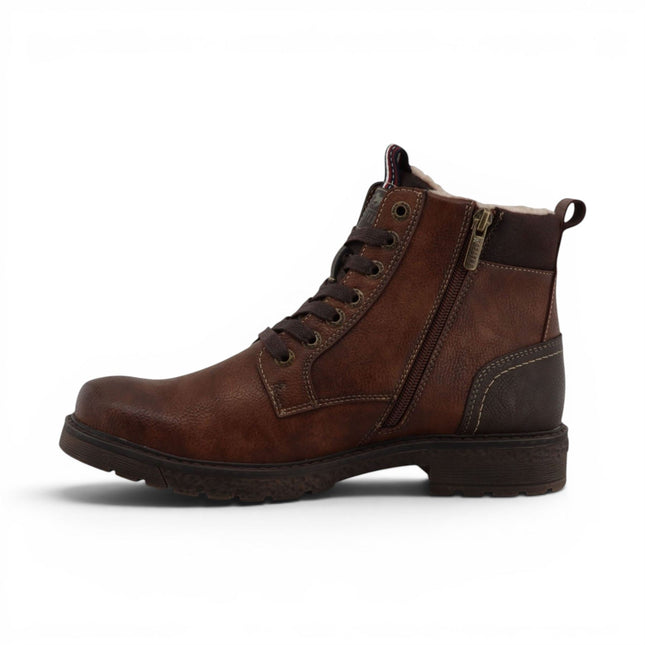 Mustang Men's Brown Faux Leather Winter Lace-Up Ankle Boots - M0081002