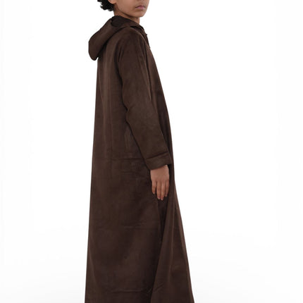 Kids Boys Hooded Eid Brown Moroccan Jubba Robe Ramadan Eid Thobe - K-HM12