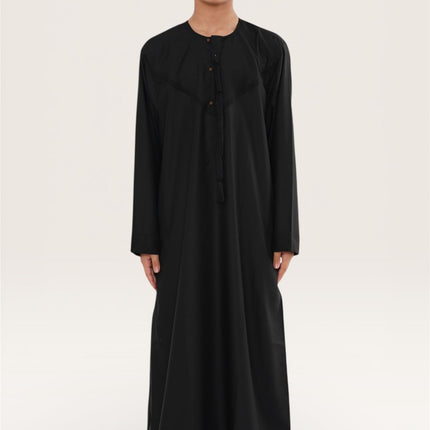 Kids Boys Eid Black Moroccan Jubba Robe Djellaba Ramadan Eid Thobe - K-HM11