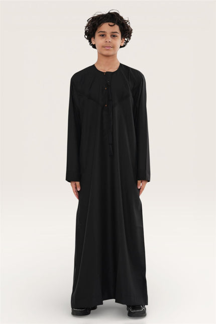 Kids Boys Eid Black Moroccan Jubba Robe Djellaba Ramadan Eid Thobe - K-HM11
