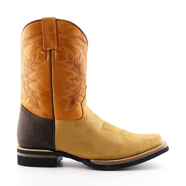 Grinders Tan Mid-Calf Cowboy Leather Boots - El Paso
