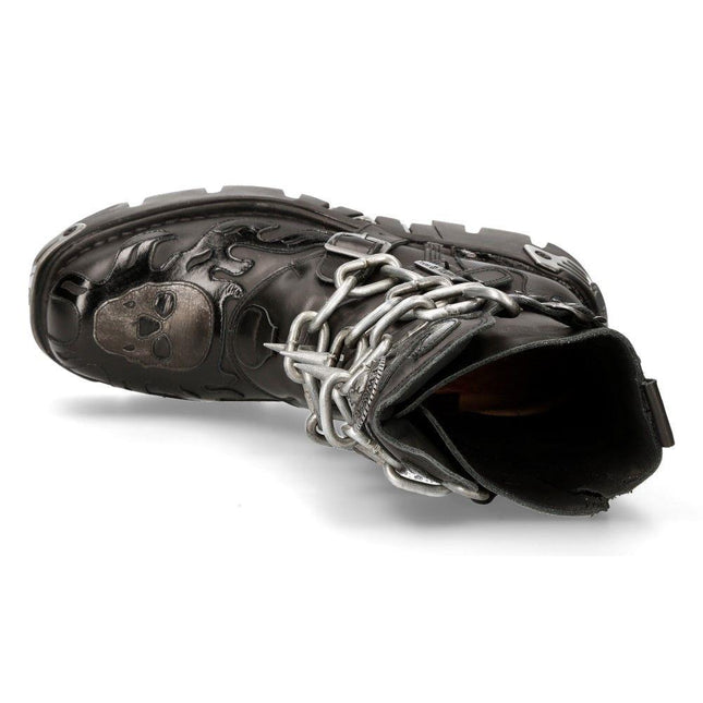 New Rock Black Spiked Mid-Calf Gothic Boots - 727-S1