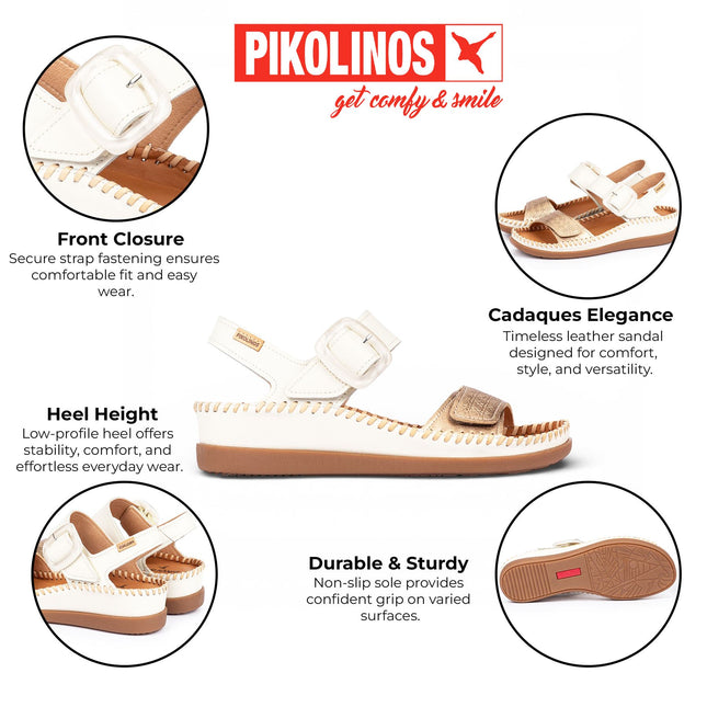 Pikolinos Women's White Leather Lightweight Summer Wedge Sandals - Cadaques