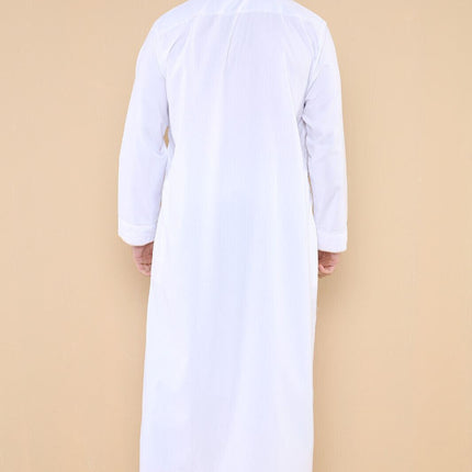 Mens White Thobe Jubba Emirati Islamic Arabic Eid Embroidery Kaftan Jubbah Robe