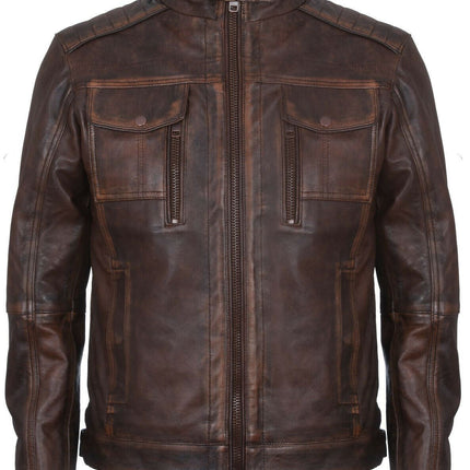 Men's Vintage Leather Biker Jacket-Cape Town