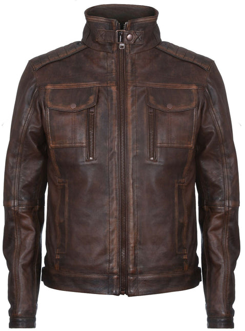 Men's Vintage Leather Biker Jacket-Cape Town