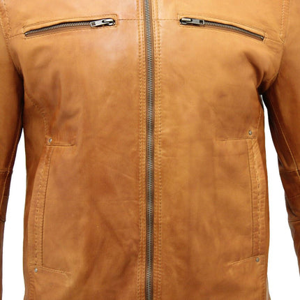 Mens Classic Leather Biker Jacket-Caracas