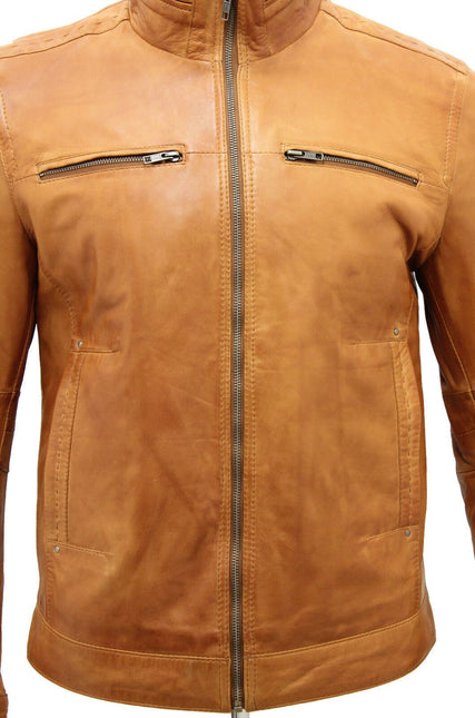 Mens Classic Leather Biker Jacket-Caracas