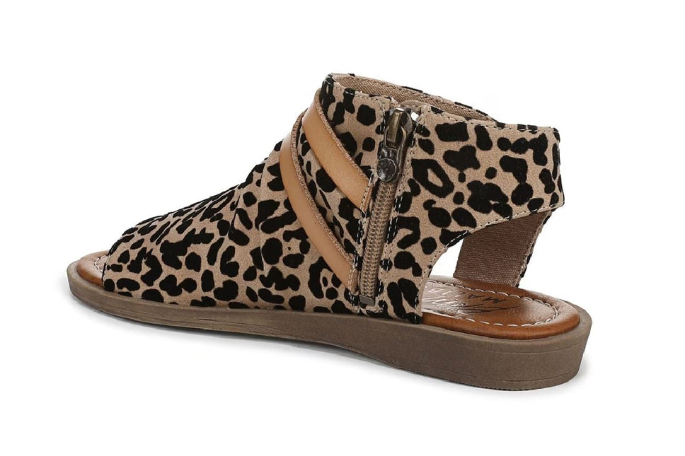 Blowfish Malibu Women's Brown Leopard Strappy Low Wedge Sandals - Denver