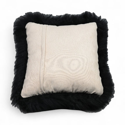 Genuine Sheepskin Black  40x40cm Real Wool Single Sided Cushion