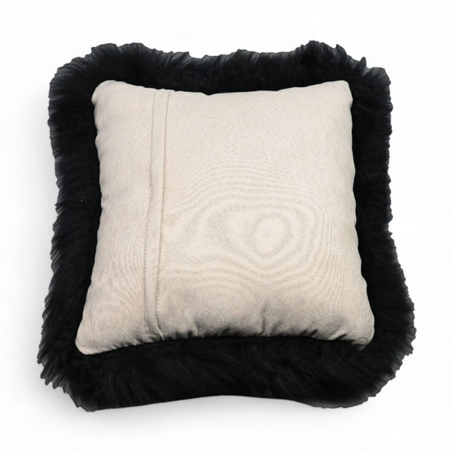 Genuine Sheepskin Black  40x40cm Real Wool Single Sided Cushion