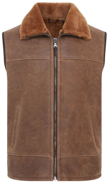 Men's Sheepskin Leather Gilet Aviator B3 Shearling Bomber Vest Waistcoat