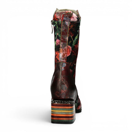 Laura Vita Women's Goth Victorian Floral Wine Leather High Lace-Up Boots - Ibcano-15