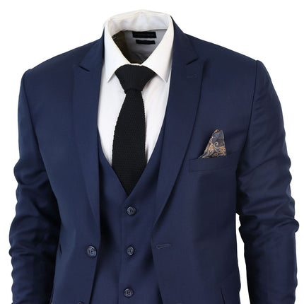 Mens IM1 Classic Plain Navy 3 Piece Suit