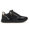Tamaris Womens Black Gold Fashion Lace-Up Zipped Sneakers Trainers