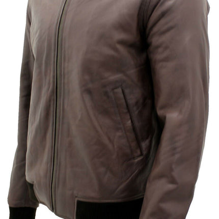 Mens Retro Varsity Leather Bomber Jacket-Pretoria