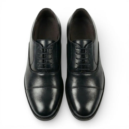 Men's Black Classic Cap-Toe Oxford Formal Lace-Up Brogue Shoes