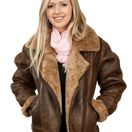 Womens B3 Sheepskin Leather Flying Jacket-Bergamo