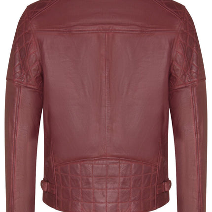 Mens Cross Zip Leather Biker Jacket - Gibraltar