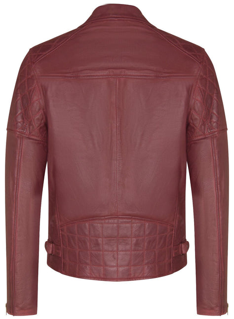 Mens Cross Zip Leather Biker Jacket - Gibraltar